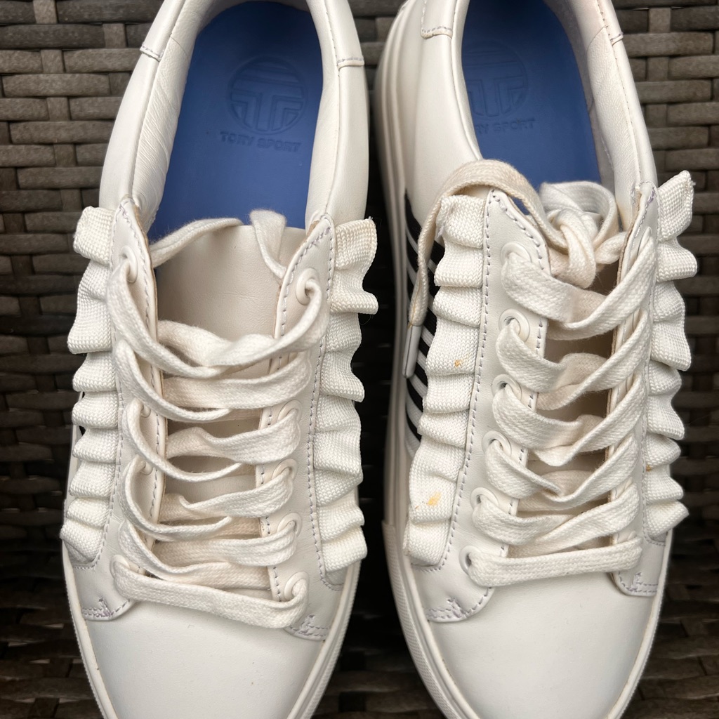 Tory Burch White Sneakers With Ruffled Laces